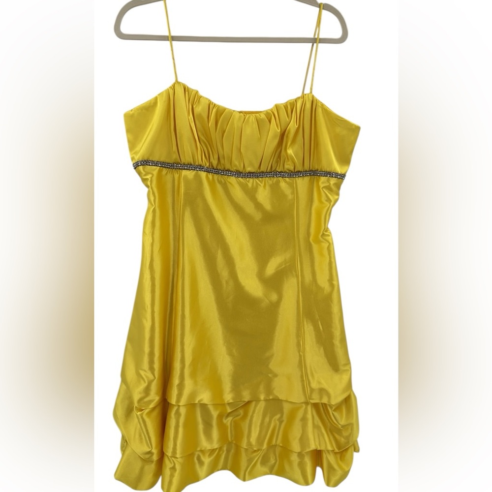 Fiesta Yellow Satin‎ Top with Beaded Trim